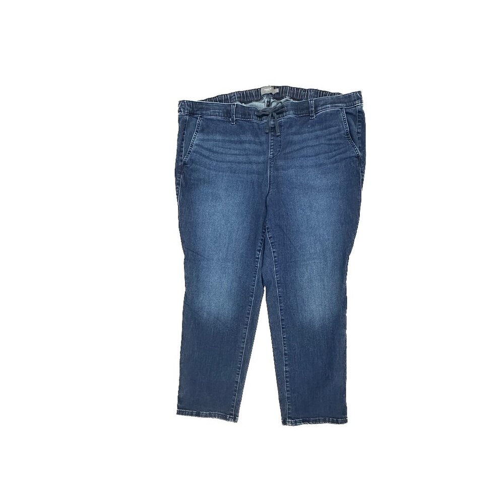 Torrid Boyfriend Straight Pull On Drawstring Women size 26P Torrid 4P Blue Jeans
